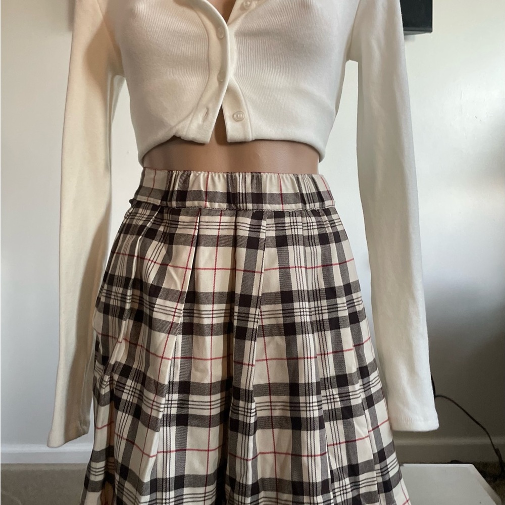 Plaid Women's Skirt Cream Y2K